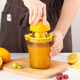 Darrahopens Home & Garden > Kitchenware > Drinkware Handheld Citrus Juicer with Dual Reamer & 20oz Measuring Cup – Manual Lemon, Lime, Orange, Grapefruit Squeezer with Anti-Slip Base and Filtered Spout (Yellow)