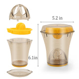 Darrahopens Home & Garden > Kitchenware > Drinkware Handheld Citrus Juicer with Dual Reamer & 20oz Measuring Cup – Manual Lemon, Lime, Orange, Grapefruit Squeezer with Anti-Slip Base and Filtered Spout (Yellow)