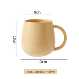 Darrahopens Home & Garden > Kitchenware > Drinkware Khaki Premium Macaron Ceramic Coffee Mug Set - 500ml Large Capacity Belly Cup with Underglaze Finish, Minimalist Nordic Style Porcelain Mug for Coffee, Tea, Milk and Oatmeal