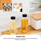 Darrahopens Home & Garden > Kitchenware > Drinkware Kitchee 12x 60ml Small Glass Bottles + Lids Funnels Brush Labels Pen