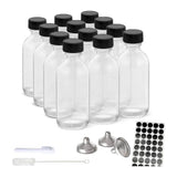 Darrahopens Home & Garden > Kitchenware > Drinkware Kitchee 12x 60ml Small Glass Bottles + Lids Funnels Brush Labels Pen