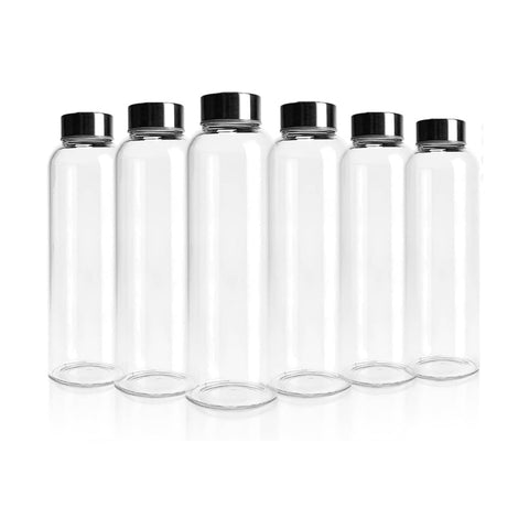 Darrahopens Home & Garden > Kitchenware > Drinkware Kitchee 500ml Glass Water Bottle with Stainless Steel Lid - Set of 6 Drink Bottles