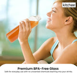 Darrahopens Home & Garden > Kitchenware > Drinkware Kitchee 500ml Glass Water Bottle with Stainless Steel Lid - Set of 6 Drink Bottles