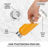 Darrahopens Home & Garden > Kitchenware > Drinkware Kitchee 500ml Glass Water Bottle with Stainless Steel Lid - Set of 6 Drink Bottles