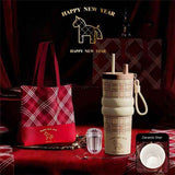 Darrahopens Home & Garden > Kitchenware > Drinkware Large Capacity Insulated Cup – Birthday Gift, Ceramic Liner Straw Tumbler – Khaki