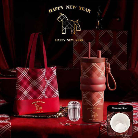 Darrahopens Home & Garden > Kitchenware > Drinkware Large Capacity Insulated Cup – Birthday Gift, Ceramic Liner Straw Tumbler – Red
