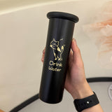 Darrahopens Home & Garden > Kitchenware > Drinkware Mini Insulated Coffee Cup - 316 Stainless Steel, Portable & Stylish - Black Kitten (300ml+cup brush)