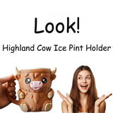 Darrahopens Home & Garden > Kitchenware > Drinkware Modern Highland Cow Ice Pint Holder – Fun Animal Mug with Secret Snack Drawer, Lid Holders, and Wide Opening(Black)