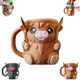 Darrahopens Home & Garden > Kitchenware > Drinkware Modern Highland Cow Ice Pint Holder – Fun Animal Mug with Secret Snack Drawer, Lid Holders, and Wide Opening(Black)