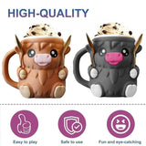 Darrahopens Home & Garden > Kitchenware > Drinkware Modern Highland Cow Ice Pint Holder – Fun Animal Mug with Secret Snack Drawer, Lid Holders, and Wide Opening(Black)