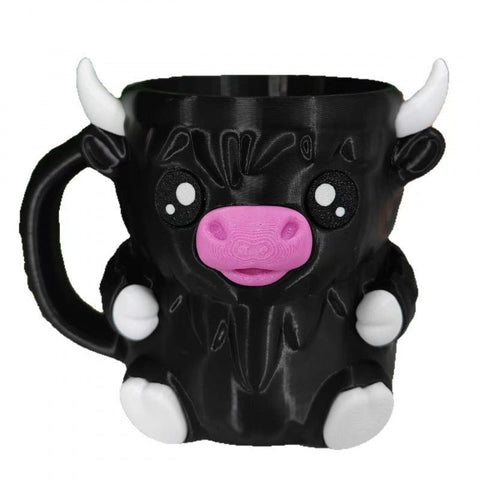 Darrahopens Home & Garden > Kitchenware > Drinkware Modern Highland Cow Ice Pint Holder – Fun Animal Mug with Secret Snack Drawer, Lid Holders, and Wide Opening(Black)