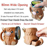 Darrahopens Home & Garden > Kitchenware > Drinkware Modern Highland Cow Ice Pint Holder – Fun Animal Mug with Secret Snack Drawer, Lid Holders, and Wide Opening(Black)