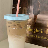 Plastic Coffee Cup Large Capacity Cute Water Cup With Straw Lid for Summer Cold Drinking Recipe of Summer 700ml In Australia - Darrahopens