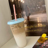 Plastic Coffee Cup Large Capacity Cute Water Cup With Straw Lid for Summer Cold Drinking Recipe of Summer 700ml In Australia - Darrahopens