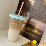 Plastic Coffee Cup Large Capacity Cute Water Cup With Straw Lid for Summer Cold Drinking Recipe of Summer 700ml In Australia - Darrahopens