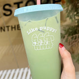 Darrahopens Home & Garden > Kitchenware > Drinkware Plastic Coffee Cup Large Capacity Cute Water Cup With Straw Lid for Summer Cold Drinking Three Bears 700ml In Australia - Darrahopens