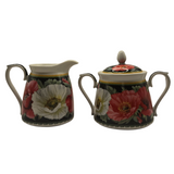 Darrahopens Home & Garden > Kitchenware > Drinkware Poppies-on-Black Fine Bone China Milk & Sugar Bowls (Set of 2)