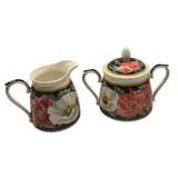Darrahopens Home & Garden > Kitchenware > Drinkware Poppies-on-Black Fine Bone China Milk & Sugar Bowls (Set of 2)