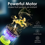 Darrahopens Home & Garden > Kitchenware > Drinkware Portable Blender with 360W Motor – Wireless 24oz Juicer, USB-C Rechargeable, Self-Cleaning, 6-Blade, BPA-Free (Black Transparent) | Other Colors Available in Store