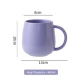 Darrahopens Home & Garden > Kitchenware > Drinkware Purple Premium Macaron Ceramic Coffee Mug Set - 500ml Large Capacity Belly Cup with Underglaze Finish, Minimalist Nordic Style Porcelain Mug for Coffee, Tea, Milk and Oatmeal