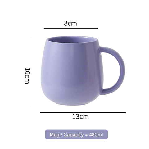Darrahopens Home & Garden > Kitchenware > Drinkware Purple Premium Macaron Ceramic Coffee Mug Set - 500ml Large Capacity Belly Cup with Underglaze Finish, Minimalist Nordic Style Porcelain Mug for Coffee, Tea, Milk and Oatmeal