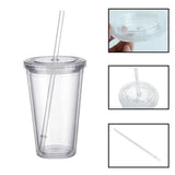 Darrahopens Home & Garden > Kitchenware > Drinkware Reusable Plastic Cups Double Walled Transparent with Straw Compatible with Fruit Juice-max