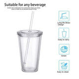 Darrahopens Home & Garden > Kitchenware > Drinkware Reusable Plastic Cups Double Walled Transparent with Straw Compatible with Fruit Juice-max