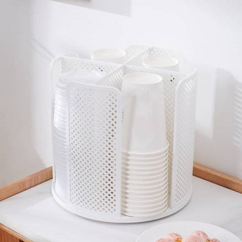 Darrahopens Home & Garden > Kitchenware > Drinkware Rotating cup holder for paper cups - holder with four compartments - with 360° rotating base - suitable for kitchens, bathrooms and coffee bars - white