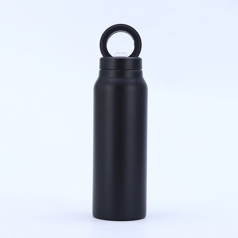 Darrahopens Home & Garden > Kitchenware > Drinkware Stainless Steel Insulated Water Bottle with Integrated Magnetic Phone Stand - Black (32oz)