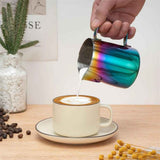 Darrahopens Home & Garden > Kitchenware > Drinkware Stainless Steel Milk Frother - 400ml Steaming Pitcher - Perfect for Latte Art, Espresso & Cappuccino - Rainbow Color