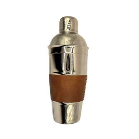 Darrahopens Home & Garden > Kitchenware > Drinkware Verona  Cocktail Shaker - 700ml Nickel-Plated Bar Shaker with Leather Grip | Silver