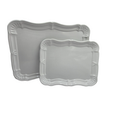 Darrahopens Home & Garden > Kitchenware > Drinkware White Metal Serving Tray Set | Minimalist & Food-Safe Home Organisers (2pc)