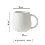 Darrahopens Home & Garden > Kitchenware > Drinkware White Premium Macaron Ceramic Coffee Mug Set - 500ml Large Capacity Belly Cup with Underglaze Finish, Minimalist Nordic Style Porcelain Mug for Coffee, Tea, Milk and Oatmeal