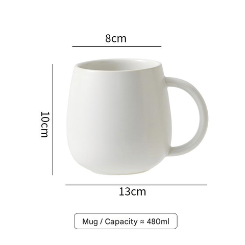 Darrahopens Home & Garden > Kitchenware > Drinkware White Premium Macaron Ceramic Coffee Mug Set - 500ml Large Capacity Belly Cup with Underglaze Finish, Minimalist Nordic Style Porcelain Mug for Coffee, Tea, Milk and Oatmeal