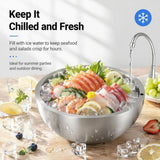 Darrahopens Home & Garden > Kitchenware > Food Storage 1 Pack Dip Chiller Bowl, 70oz Stainless Steel Double Walled Insulated Ice Serving Bowl for Parties Salsa, Guacamole, Condiments, Sauces, Salad & Food Hot or Cold In Australia - Darrahopens