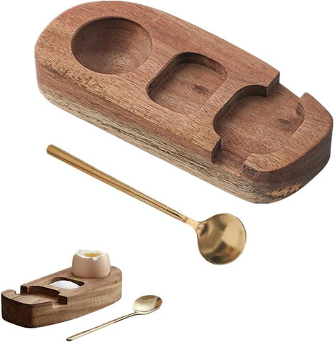 Darrahopens Home & Garden > Kitchenware > Food Storage 1 set - Wooden egg holder - with spoon - Stylish tray - Sturdy design - Suitable for breakfast, brunch, picnic and everyday use