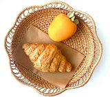 Darrahopens Home & Garden > Kitchenware > Food Storage 1pc Rattan Fruit Basket, Hand Woven Bread Basket, Tabletop Round Wicker Food Serving Storage Bowl, Natural Woven Decorative Baskets for Home Kitchen Counter Organizing