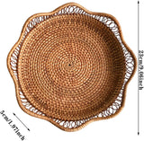 Darrahopens Home & Garden > Kitchenware > Food Storage 1pc Rattan Fruit Basket, Hand Woven Bread Basket, Tabletop Round Wicker Food Serving Storage Bowl, Natural Woven Decorative Baskets for Home Kitchen Counter Organizing