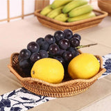 Darrahopens Home & Garden > Kitchenware > Food Storage 1pc Rattan Fruit Basket, Hand Woven Bread Basket, Tabletop Round Wicker Food Serving Storage Bowl, Natural Woven Decorative Baskets for Home Kitchen Counter Organizing