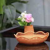 Darrahopens Home & Garden > Kitchenware > Food Storage 1pc Rattan Fruit Basket, Hand Woven Bread Basket, Tabletop Round Wicker Food Serving Storage Bowl, Natural Woven Decorative Baskets for Home Kitchen Counter Organizing