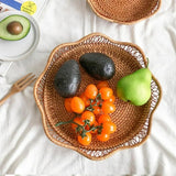 Darrahopens Home & Garden > Kitchenware > Food Storage 1pc Rattan Fruit Basket, Hand Woven Bread Basket, Tabletop Round Wicker Food Serving Storage Bowl, Natural Woven Decorative Baskets for Home Kitchen Counter Organizing