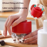 Darrahopens Home & Garden > Kitchenware > Food Storage 2 pack Heavy-Duty 7-in-1 Olive and Cherry Pitters Corer Tool with Space-Saving Lock Design, Multi-Function Cherries Stoner Seed Remover Tool for Making Cherry Jam (Wine Red)