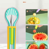 Darrahopens Home & Garden > Kitchenware > Food Storage 2 PCS Melon Baller Scoop Set, 4 in 1 Stainless Steel Stainless Steel Fruit Tool Set, Fruit Carving Tools for Dig Pulp Separator, Watermelon Cutter Slicer Fruit Scooper (Green + Purple)