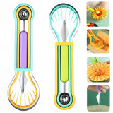 Darrahopens Home & Garden > Kitchenware > Food Storage 2 PCS Melon Baller Scoop Set, 4 in 1 Stainless Steel Stainless Steel Fruit Tool Set, Fruit Carving Tools for Dig Pulp Separator, Watermelon Cutter Slicer Fruit Scooper (Green + Purple)