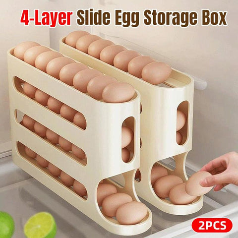Darrahopens Home & Garden > Kitchenware > Food Storage 2pcs 4 Tier Slide Egg Organizer Storage Box Ladder Design for Egg Carton Holder