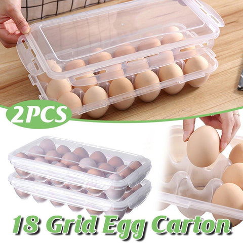 Darrahopens Home & Garden > Kitchenware > Food Storage 2x Eggs Keeper Trays 18 Slots Storage Box Containers Kitchen Refrigerator Holder