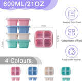 Darrahopens Home & Garden > Kitchenware > Food Storage 4-pack snack boxes with compartments, snack containers for kids and adults, 4-compartment bento lunch boxes