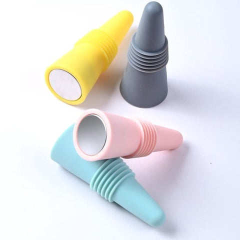 Darrahopens Home & Garden > Kitchenware > Food Storage 4 Piece Colored Stoppers - Reusable - Silicone Material - With Non-slip Handle, Perfect for Champagne, Keeps Your Drink Fresh