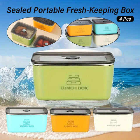 Darrahopens Home & Garden > Kitchenware > Food Storage 4pcs Sealed Crisper Food Storage Container Set Bento Box Refrigerator Organizer