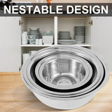 Darrahopens Home & Garden > Kitchenware > Food Storage 5-Piece Stainless Steel Mixing Bowl Set for Baking, Salad, Dough & Food Prep – Nesting Design with Measurement Marks and Durable Finish (Silver)